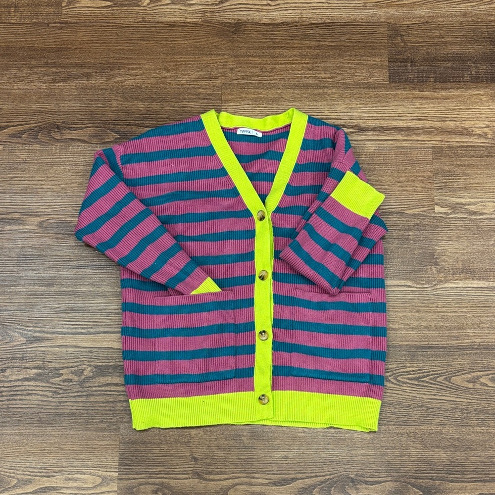 Striped Cardigan- Pink and Yellow